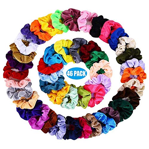 Kany Chouchous Cheveux, 46 Couleurs Cheveux Velours Élastique Chouchous, Multicolore Cheveux Bandeaux Liens Cordes Queue De Cheval Porte Bandeaux pour Femmes Ou Filles Accessoires De Cheveux