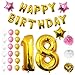 Produktbild 18. Geburtstag Luftballons Happy Birthday Folienballons Party Zubehör Set & Dekorationen von Belle Vous - große Folienballons für den 18. Geburtstag - Gold, weiß & rosa Latex-Ballon-Dekoration - Dekor für alle Erwachsenen geeignet
