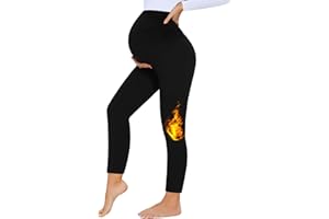 HIPOWER Thermo Schwangerschaftsleggings Damen High Waist Warme Umstandsleggings Umstandsmode Winter Maternity Leggings Für Schwangerschaft Yoga