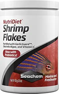 Seachem NutriDiet Shrimp Flakes - Probiotic Fish Food Formula with GarlicGuard 100g