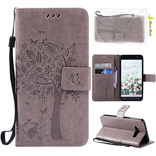 Leder Tasche für Samsung Galaxy J7 2016 SM-J710 / Samsung Galaxy J5 2016 SM-J510 Flip Case / Samsung Galaxy J3 2015/2016 SM-J310F SM-J320F Schutzhülle, Moon mood® PU Leder Tasche für Samsung Galaxy J7 2016 / Samsung Galaxy J5 2016 / Samsung Galaxy J3 2015/2016 Schutzhülle Leder Wallet Portemonnaie Kasten-Slot Baummuster Geprägt Abdeckung Stand Buchformat Unterstützung Magnetverschluss Kartenhalter Weichen TPU Innen Case