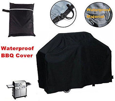 BBQ Barbecure Grill Cover Waterproof, Heaty Duty Breathable Oxford fabric Gas BBQ Grill Protection Garen Patio Outdoor 57" 67" 75", Black (Medium 170x61x117cm)