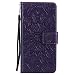 Produktbild Huawei P9 Hülle, Chreey [Prägung Indische Sonne] Lederhülle Sonnen Blume Brieftasche Wallet Tasche Magnet Flip Case Handyhülle Etui mit Kartenfach Ständer [Lila]