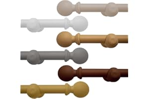 Caecus Wood Eyelet Curtain Pole 28mm with Round Finials - Trimmable - Suitable for any room - 160cm Length - Grey