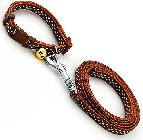 Nylon Dog Collar Dot Reflective Style Pet and Leash Lead Set with Bell