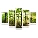 Produktbild BAYTTER 5-teiliges Bild auf Leinwand Kunstdrucke Wandbilder für Wohnzimmer Schlafzimmer Küche Esszimmer Badezimmer Hotel Sonne Wald See Meeresstrand, ohne Rahmen (Wald)