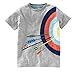 Produktbild Unisex-Kinder Jungen Mädchen Kurzarm Top Shirt, Mode Freizeit Cartoon-Print Bluse Hemden Weste Kinderkleidung Outfit, Geschenke für Kinder (6 Jahre, Grau)