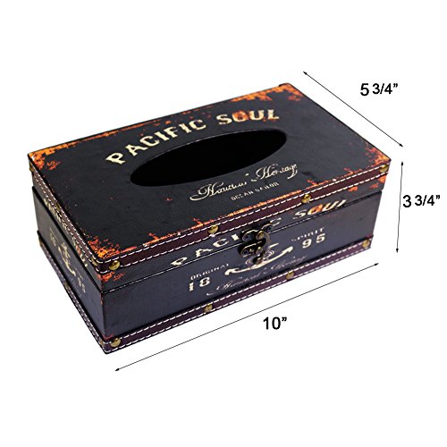 kiaotime Retro Vintage Rustikal Holz Tissue Halter Box Cover Facial Tissue Papier Spender Anchor Design Tissue Halter HOME DECOR (schwarz Pacific Soul) - 5