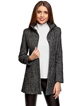 oodji Collection Damen Mantel aus Strukturiertem Stoff mit Stehkragen