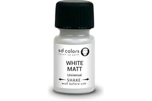 SD COLORS Ausbesserungsfarbe, Universalmatte, weiß, 15 ML, für kleine Reparaturautos, Metall, Holz, Kunststoff, Fenster, Rahmen, Türen, Tore