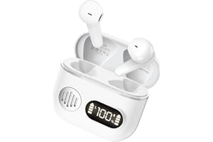 Sungive Kabellose Ohrhörer, Bluetooth 5.3 In-Ear-Kopfhörer mit LED-Leistungsanzeige, Ladekoffer, Stereo-Sound-Headset mit Mikrofon, kabellose Bluetooth Kopfhörer für Android iOS, Weiß