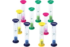 Sablier Minuterie, XiXiRan Minuterie Sablier Enfant, 10 Pièces Sabliers Pedagogiques, Sabliers 1Minute, Très Approprié pour La Cuisine, Les Cours, Les Divertissements