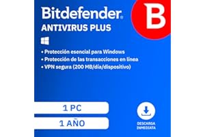 Bitdefender Antivirus Plus 2024| 1 Dispositivo | 1 año | PC | Código de activación enviado por email