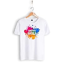 Decor Production Men's/Women's Regular Fit -Colourful - Holi Tshirt Shirt for Men/Women Printed Round Neck Tshirt(Size…