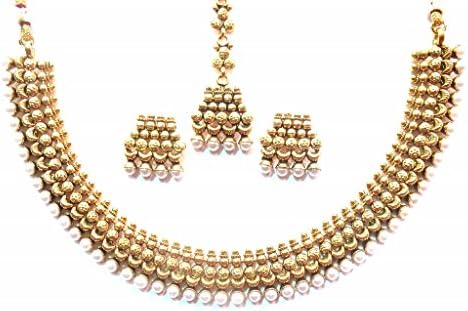 Jewellery Antique Polki Kundan Gold Plated Necklace Set For Women ( 13398-as )