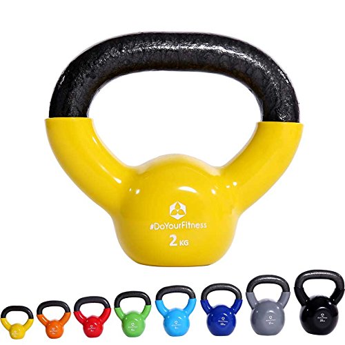 Kettlebell »Kolossos« pesa esférica 2 - 20 kg / Pesa de mano de 100 % hierro con superficie de vinilo / Calidad de gimnasio para un alto rendimiento / 2kg / amarillo