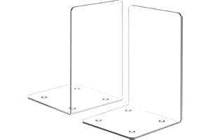 Deefongo 2 Stück Klarer Buchständer aus Acryl,Transparente Buchstützen,Buchstütze aus Acryl,Transparente Dekoration,Heavy Duty Buchstützen, rutschfest klar Schreibtisch Veranstalter