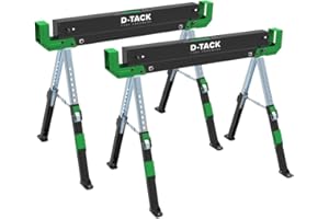 D-TACK 2x Arbeitsbock Multifunktion | Höhenverstellbarer Sägebock | Metallbock mit Anti-Rutsch-Beschichtung | Faltbock mit einer Tragkraft bis zu 1180 kg pro Paar