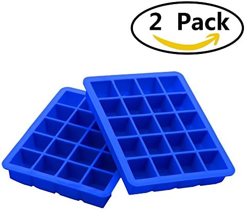 Silicone Ice Cube Tray, Zonyanl Square Soft Washable Ice Moulds Makes for Whisky Wine, Set of 2, 40 pieces, Dark Blue