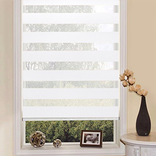 SHINY HOME® Fensterrollo Duo-Rollo Sonnenschutzrollo 100*150CM Weiß Doppelrollo Klemmfix inkl Klemmträger für Fenster, Tür Verdunklungsrollo