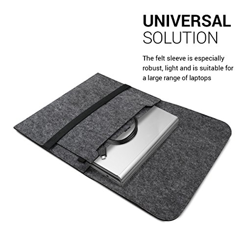 kwmobile Laptoptasche Filz Sleeve für Microsoft Surface Book – Notebook Tasche Schutzhülle Laptop Case Hülle in Dunkelgrau mit Innentaschen - 3