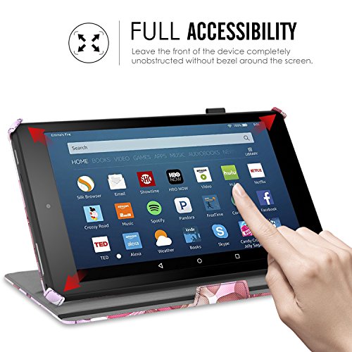 MoKo All-New Amazon Fire HD 8 2017 Hülle – Slim-Fit Multi-Winkel Kunstleder Tasche Smart Cover mit Auto Schlaf / Wach Funktion und Standfunktion für das neue Fire HD 8 2017 & Fire HD 8 2016 Modell, Blumen Violett - 3