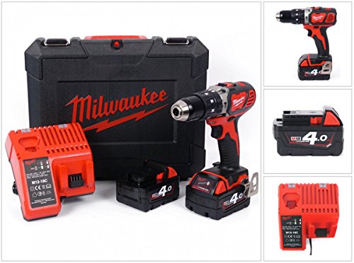 Milwaukee M18 BPD 402 C 18 V Akku Schlagbohrschrauber inkl. 2x 4,0 Ah Li-Ion Akku, Ladegerät im Transportkoffer