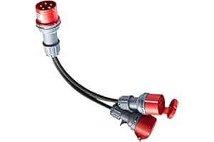 LOMHYVE Adaptador CEE 32A a 16A, cable alargador de 50 cm, cable alargador con clavija de 5 polos, inversor de fase con clavija de corriente pesada, para la industria, uso en exteriores