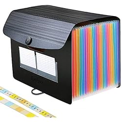 Trieur Accordeon A4 24 Compartiments avec Couvercle,Rangement Papier Administratif,Portable/Bureau Debout Range Document Classeur Trieur Pochette à Soufflet, Valisette Organisateur Boite Organiseur