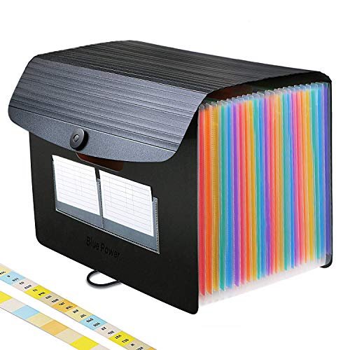 Trieur Accordeon A4 24 Compartiments avec Couvercle,Rangement Papier Administratif,Portable/Bureau Debout Range Document Classeur Trieur Pochette à Soufflet, Valisette Organisateur Boite Organiseur