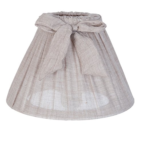 Lampenschirm "beige Leinen" Stoff Tischlampe Stehlampe Shabby Chic Landhaus Schleife