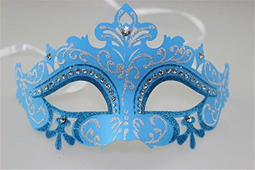 Face mask shield veil guard screen domino false front Hand-painted mask half face female makeup prom princess mask venice mask Cosplay mask blue