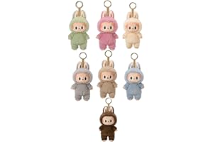 Ambizion Portachiavi mostro Labubu,pupazzo di peluche, scatola a sorpresa The Monsters, giocattolo Macarone Kawai, portachiavi per chiavi, borsa, cellulare, regalo di compleanno e di Natale,