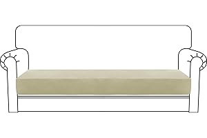 CYCMACO Housse Coussin Canapé Velours, Housse De Coussin Extensible, Universelle Housse Coussin Canape, Housse Assise Canapé Antidérapante, Housse Dossier Canapé, 3 Places, Beige