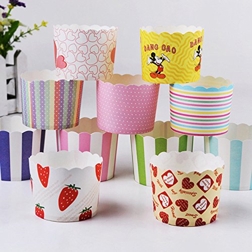 Keysui 100st gemischte bunte Papierkuchen Liner Tasse Cupcake Muffin backen - 3