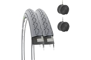 ECOVELO Rollstuhl Behinderte 24 X 1 3/8 (37-540) + Luftkammern Reifen für Kinderwagen 2 Abdeckungen, grau, 24 Zoll