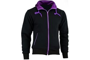Speed MaxX LADIES PURPLE/BLACK SOFT FLEECE HOODIE WOMENS REMOVABLE CE ARMOUR MOTORBIKE/MOTORCYCLE JACKET (UK, Alpha, 3XL, Regular, Regular)
