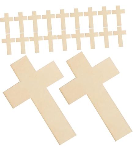 Grandi croci in legno per artigianato, confezione da 10, crocifisso non verniciato, papavero rosso fai da te e espositori commemorativi, ornamenti in legno non finiti, 20 x 12,5 cm