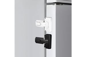 TUCNOEU 2 szt. Blokada do lodówki dla dzieci, biała lodówka / lodówka / zamrażarka (pojedyncze drzwi), automatyczne blokowanie podczas zamykania drzwi, blokada przed dziećmi lodówki nie wymaga narzędzi i