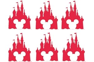 HATCHERABILIA Pack of 6 Fairytale Castle with Mouse Face Mickey Inspired Novelty Decal (20cm x 15cm, Red)