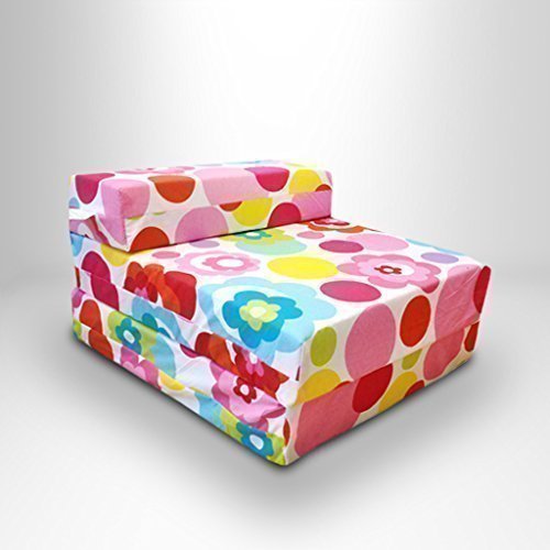 Childrens Single Fold Out Z Bed Chair Flower Dot
