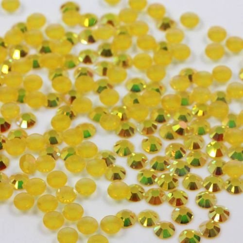 Beads4crafts 1000 X Glue On 3Mm 4Mm Ab Flat Back Rhinestone Bridal Ab Stones Craft Scrapbook, Size: 4Mm, Colour: Yellow/Gold.Ab.C896