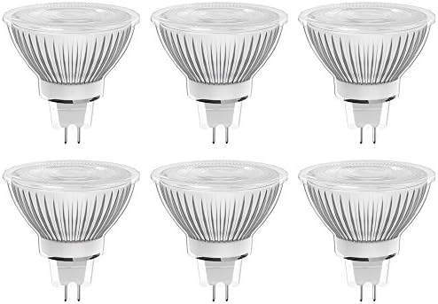 Ustellar Glass 5W MR16 LED Light Bulbs Energy Saving, GU5.3 Base Spotlight, 50W Halogen Bulbs Equivalent, 40° Beam Angle, 12V, 450lm, 6000K Daylight White, 6 Pack