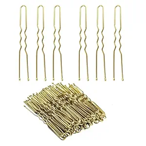 U Shaped Hair Pins, KeJian Bun Hair Pins for Women and Girls with Storage Box, Golden, 120pcs?6 cm/2.36 Inches