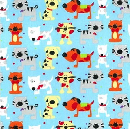 Blue Cartoon Dogs Print FQ PolyCotton Fabric - 1 x Fat Quarter