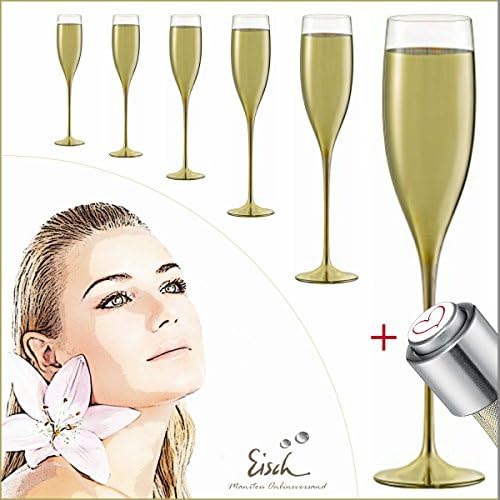 Eisch Champagne Exclusive Gold 180 ml Set of 6 in Gift Box + + + 2 Exclusive Free Products + Champagne Glass Flutes Champagne Flute Champagne Flute Glasses Champagne Glass Champagne Flutes Gold Plating Real Gold Gold Finish Exclusive Top Quality Unusual Slim Thin Festive Brand Elegant Crystal Glass Wedding Groom Luxury Hand-Made Luxury Polished Engraved Handmade Handmade Hand Made Vaten Tins Day Engagement