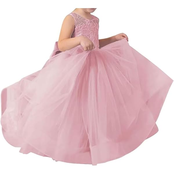 Wde Little Girls Long Light Blue Ball Gown Pageant...