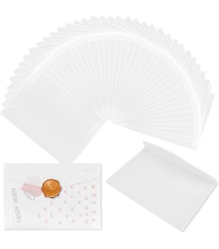 50 Buste Traslucide Vuote | Per Inviti, Biglietti E Lettere | Multiple Misure | Carta Kraft - Foto 3