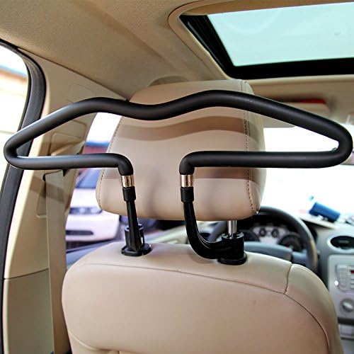 Car Metal Head Rest Coat Hanger - For Neat, Safe Hanging of Jackets &amp; Clothes Behind the Seat
