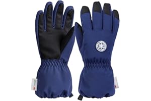 QKURT Kinder Ski Handschuhe, Kinder Winter Warme Handschuhe Winddicht Schnee Fäustlinge Mädchen Jungen Kaltes Wetter Handschuhe Schlittenfahren Fäustlinge Snowboard Handschuhe Skating Fäustlinge